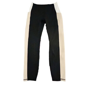 Move Theory Black & Beige Color Block Leggings high waisted  Size large